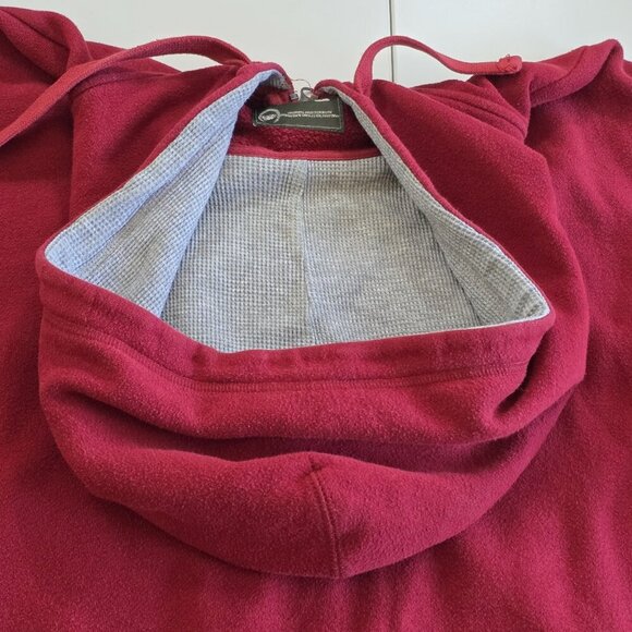 Roots Hoodie Men L Red LS 2 Way Zip Pockets Maple Leaf Beaver Embroidery Canada - Picture 11 of 15